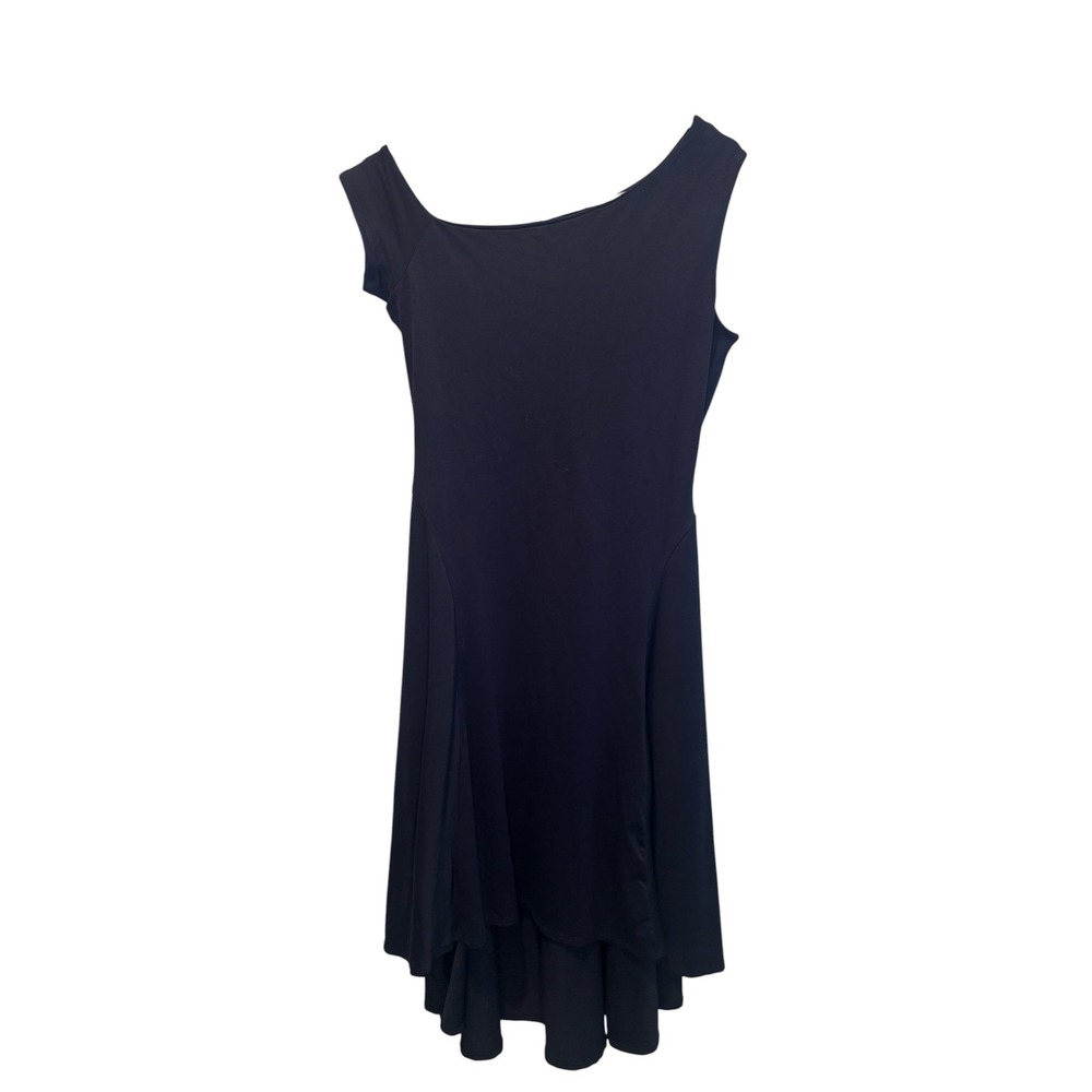 Susana Monaco Navy Blue Asymmetrical High Low Midi Dress L‎ Made in USA